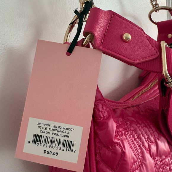 NWT- Juicy Couture puff half moon crossbody bag, color: pink flash - Picture 4 of 7
